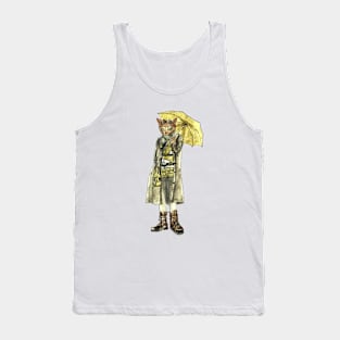 Steampunk Yellow Umbrella Cat Tank Top